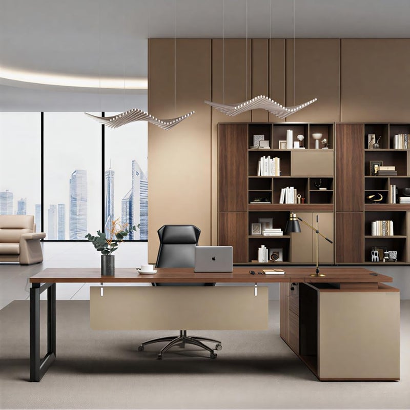 Neo Front DG-M2001 L-Shaped Executive Office Desk with Storage Drawers - 2.0m MDF Wood Computer Table for Office & Home Workspace - Image 2