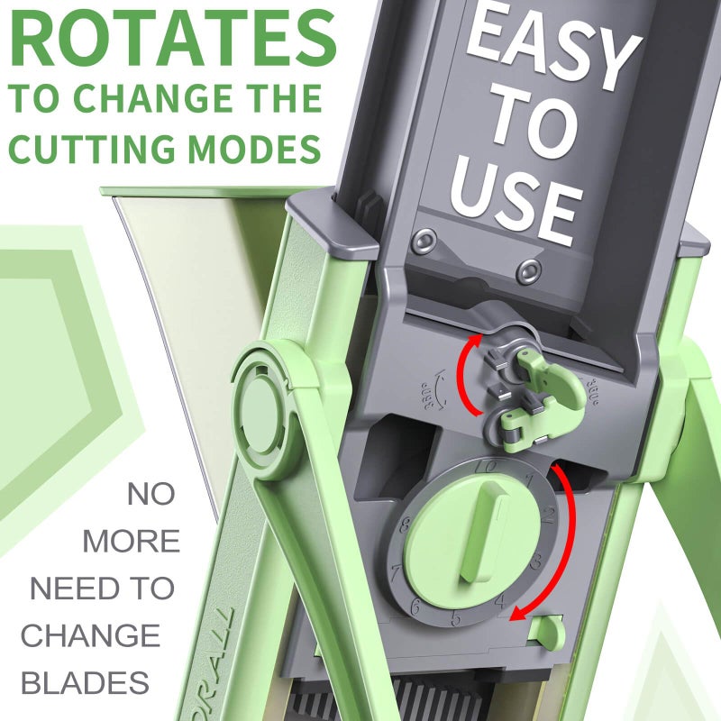 ONCE FOR ALL Upgrade Safe Mandoline Slicer Plus, Adjustable Vegetable Food Chopper Potato Fries French Fry Cutter, Detachable Blade, Kitchen Chopping Artifact, New Kitchen Gift JS03 Green - Image 4
