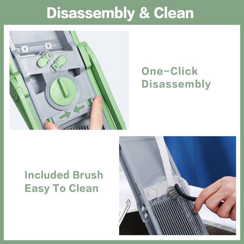 ONCE FOR ALL Upgrade Safe Mandoline Slicer Plus, Adjustable Vegetable Food Chopper Potato Fries French Fry Cutter, Detachable Blade, Kitchen Chopping Artifact, New Kitchen Gift JS03 Green - Image 5