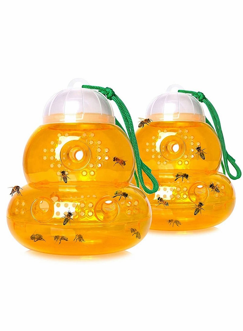 Luckam Insect Trap, 2 Pack Bee Traps, Gourd Bee Traps, Wasp Trap For Hornet Bees Yellow Jackets, Insect Bee Catcher Non Toxic, Reusable, Hanging Outdoor Wasp Deterrent Killer - Image 1