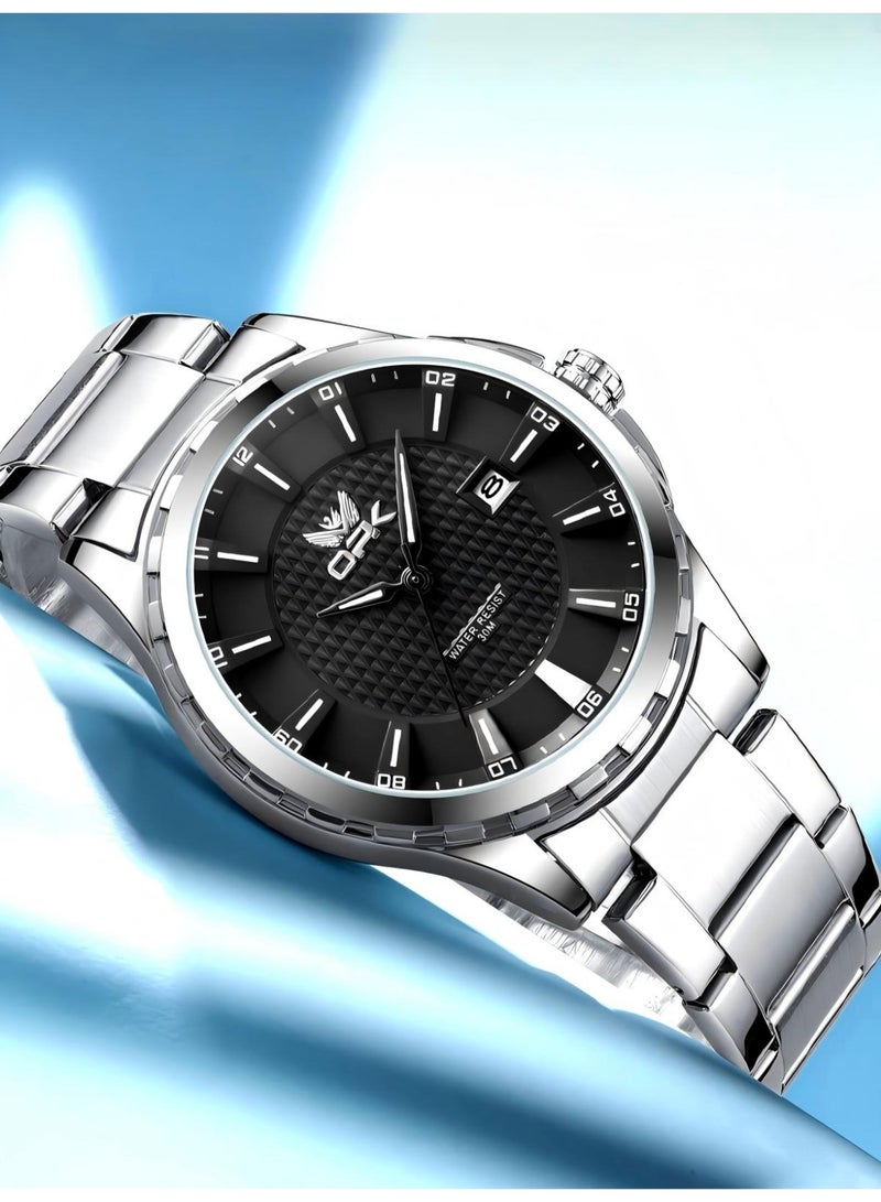 OPK Watch for Men Stainless Steel Waterproof Luminous Date Analog Quartz Wrist Watch Business Fashion Casual Men Watches - Image 4