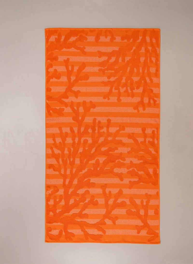 Jinka Turkish Cotton Embroidered Towel, 90×160 cm, Orange