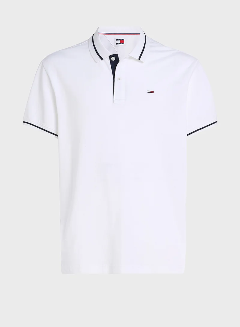 تومي جينز Logo Regular Fit Tipped Polo