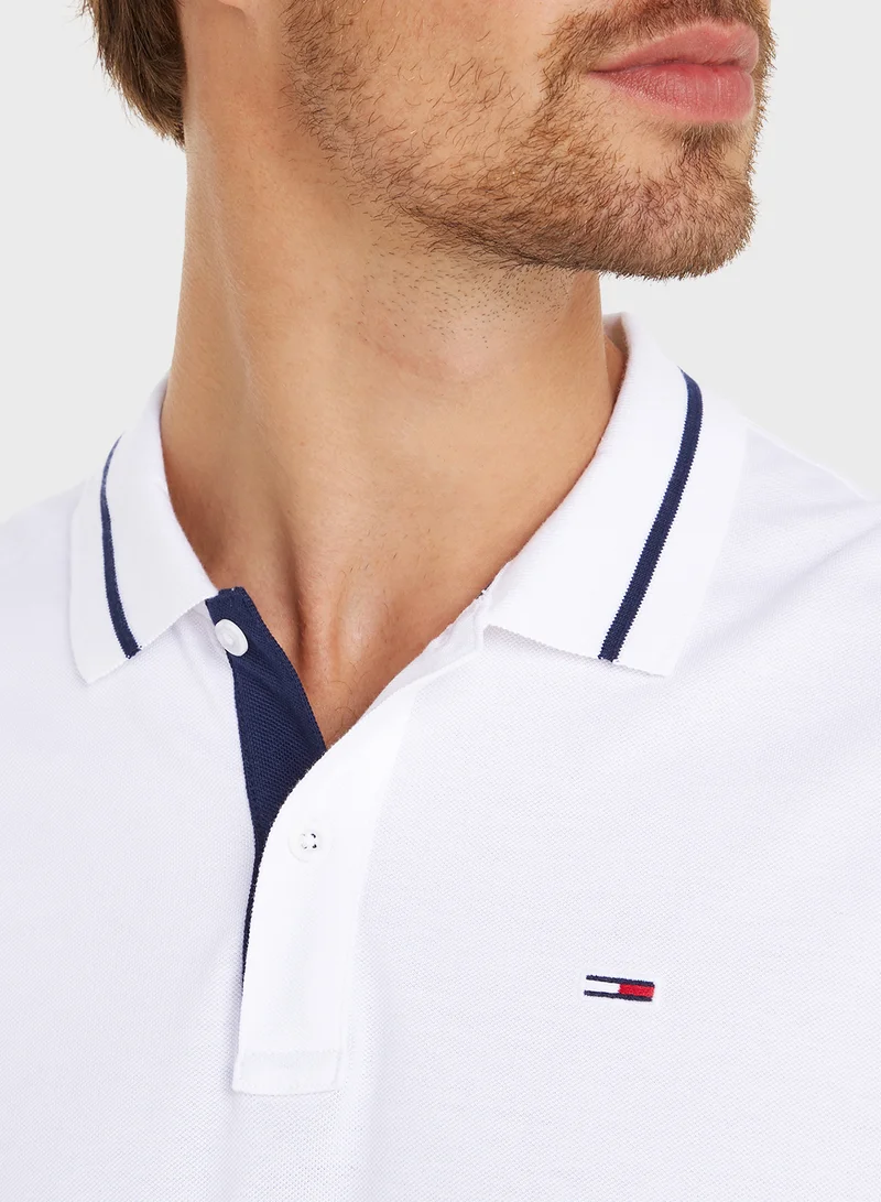 تومي جينز Logo Regular Fit Tipped Polo