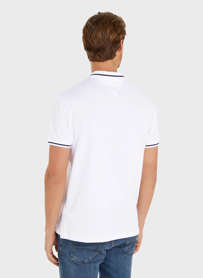 تومي جينز Logo Regular Fit Tipped Polo
