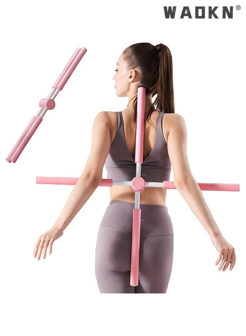WAOKN Posture Corrector for Adult Kids, Yoga Body Sticks for Posture Corrector, Humpback Correction Stick, Multipurpose Retractable Design for Back Brace Posture Corrector (Pink)  - Image 1