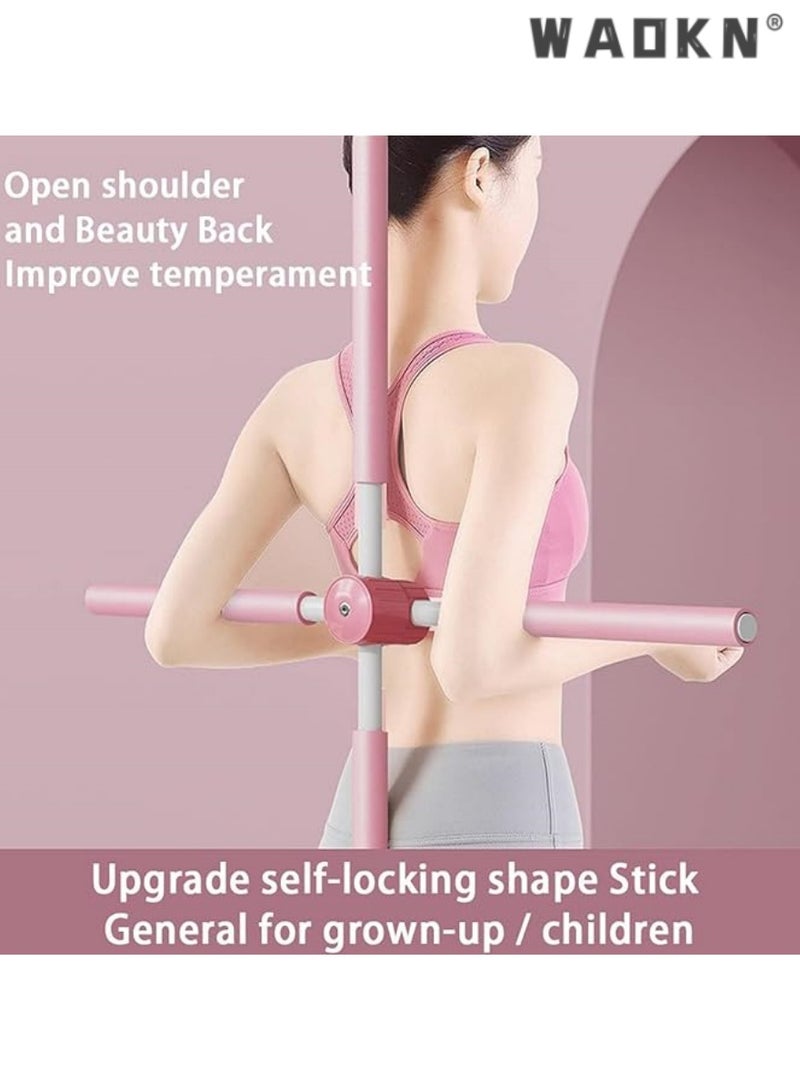 WAOKN Posture Corrector for Adult Kids, Yoga Body Sticks for Posture Corrector, Humpback Correction Stick, Multipurpose Retractable Design for Back Brace Posture Corrector (Pink)  - Image 2