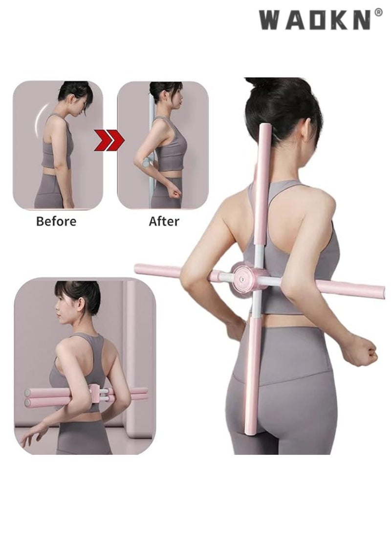 WAOKN Posture Corrector for Adult Kids, Yoga Body Sticks for Posture Corrector, Humpback Correction Stick, Multipurpose Retractable Design for Back Brace Posture Corrector (Pink)  - Image 4