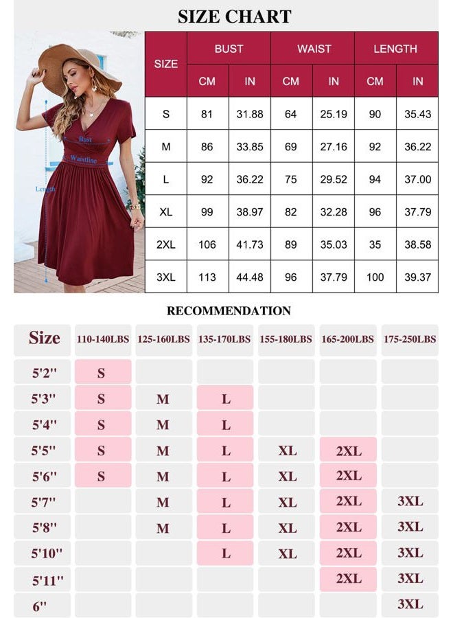 WEACZZY Summer Dress for Women Casual Short Sleeve Sundress Wrap V-Neck Party Dress with Pockets, Floral Sunflower White, X-Large, Sunflower White, XL - Image 5