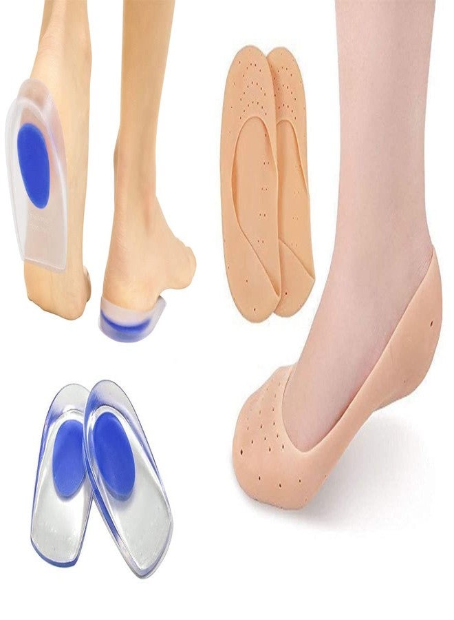 Clopic Silicone Gel Heel Cups Full Length Heel Pad Shoe Inserts for Plantar Sore Heel Bone Spur Heel Protector Pads Inserts Absorb Shock Combo - Image 1