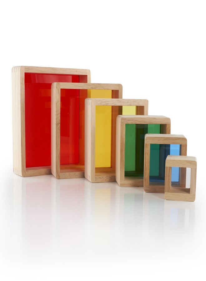 Guidecraft Stacking Rainbow Pyramid: Kids Colorful Learning and Educational Toy - Image 3