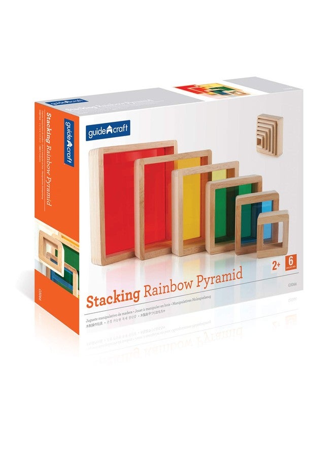 Guidecraft Stacking Rainbow Pyramid: Kids Colorful Learning and Educational Toy - Image 2