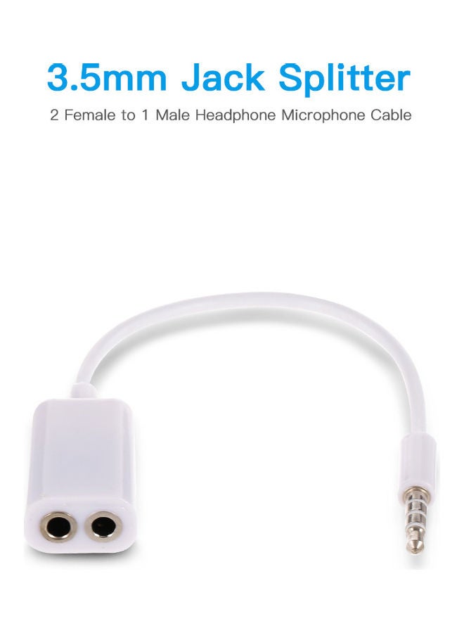 Jack Splitter 2 Female To 1 Male Headphone Microphone Cable Adapter Stereo Audio Plug White - Image 3