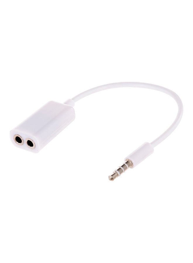 Jack Splitter 2 Female To 1 Male Headphone Microphone Cable Adapter Stereo Audio Plug White - Image 2