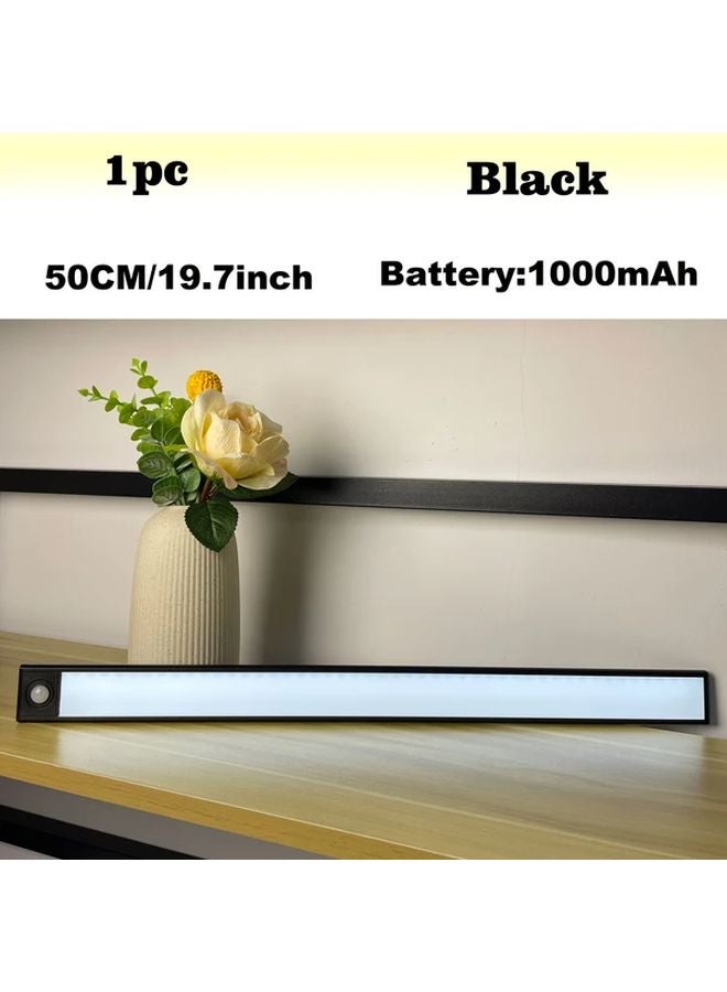 Black 50cm Smart Sensor Light Dimmable Magnetic Wireless USB Cabinet Wardrobe - Image 1