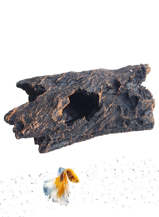 سايم زينة حوض السمك من سايم، جذع شجرة مجوف من الراتنج، بيت خشبي صغير الحجم، مناسب لأسماك البيتا/القطط، كهف خشبي، مخبأ للأسماك، حوض للزواحف - Image 1
