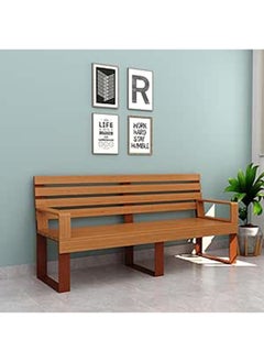 RIGID Steel Bench with Wooden Top Brown 85x180x50cm  - Image 1