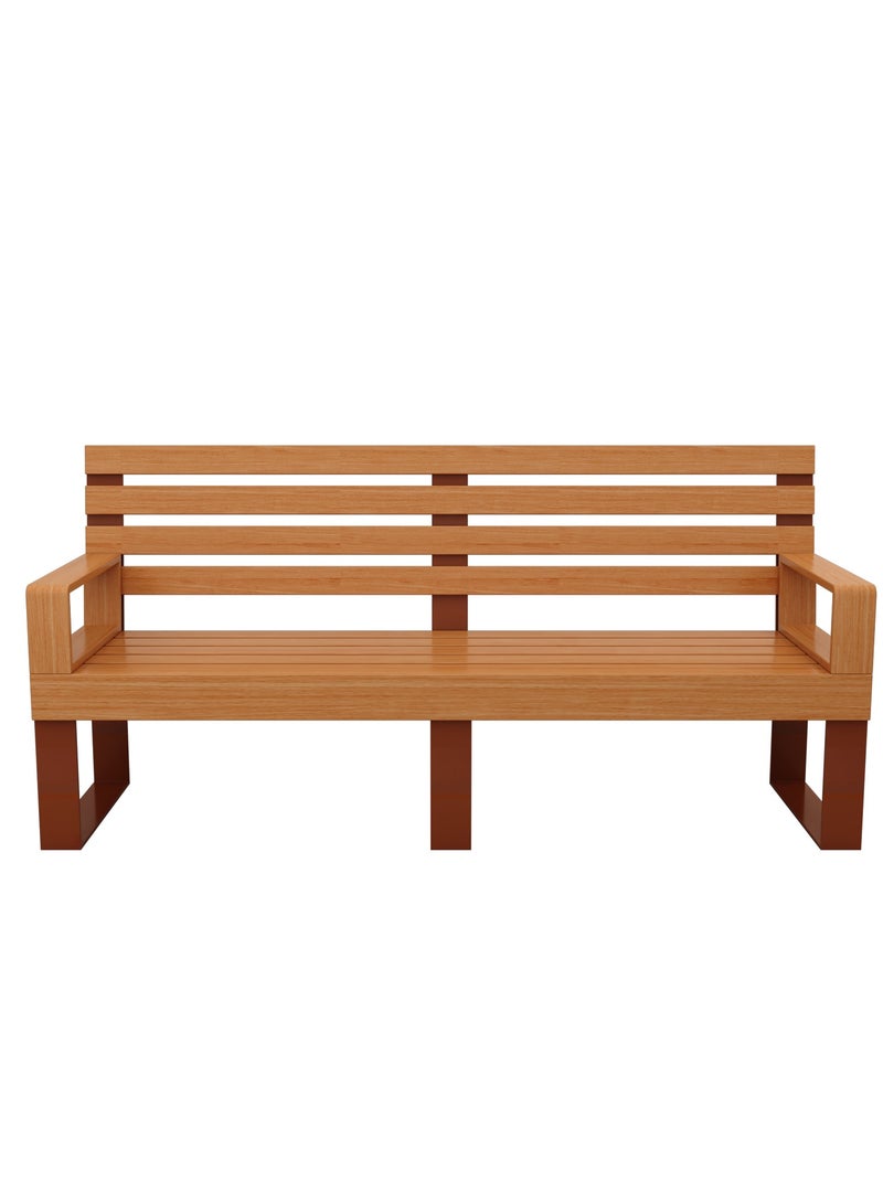 RIGID Steel Bench with Wooden Top Brown 85x180x50cm  - Image 2