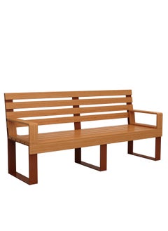 RIGID Steel Bench with Wooden Top Brown 85x180x50cm  - Image 3