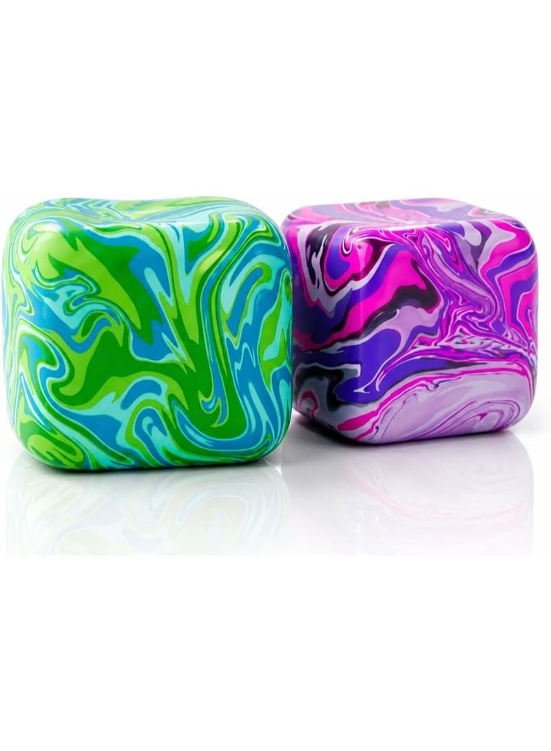 2 Pack Ice Cube Sensory Stress Balls, Soft Slow Rising Fidget Squeeze Toys for Stress Relief, Random Color, 2 Pack Squishy Balls Toys - Image 1