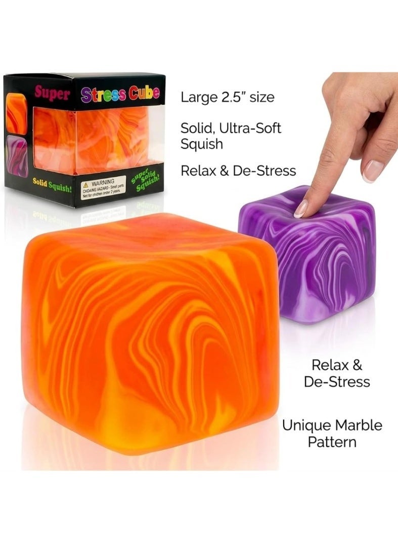 2 Pack Ice Cube Sensory Stress Balls, Soft Slow Rising Fidget Squeeze Toys for Stress Relief, Random Color, 2 Pack Squishy Balls Toys - Image 4