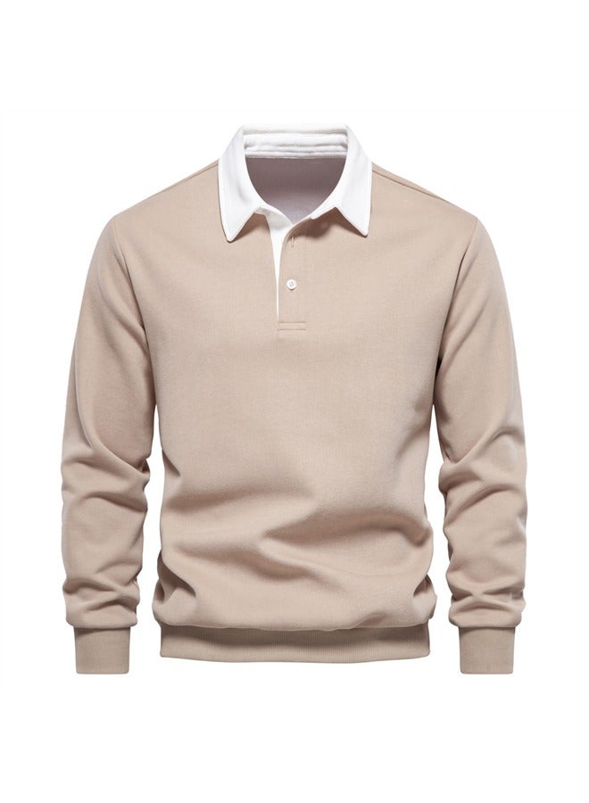 NIBEMINENT Men's Polo Collar Casual Long Sleeved Hoodie - Image 1