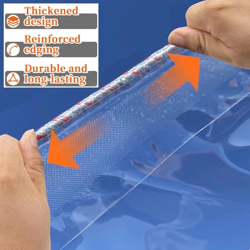 LC&QS 4x6ft Clear Tarp with Grommets, Upgraded Edge Heat Fused Tear Resistant Clear Heavy Duty Tarps, Clear Vinyl Tarps for Patio Fencing, Rain, Wind, Cold, Chicken Coops,and More（Windproof Rope） - Image 5