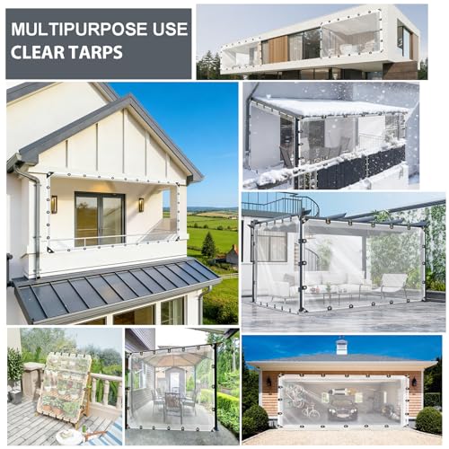 LC&QS 4x6ft Clear Tarp with Grommets, Upgraded Edge Heat Fused Tear Resistant Clear Heavy Duty Tarps, Clear Vinyl Tarps for Patio Fencing, Rain, Wind, Cold, Chicken Coops,and More（Windproof Rope） - Image 3