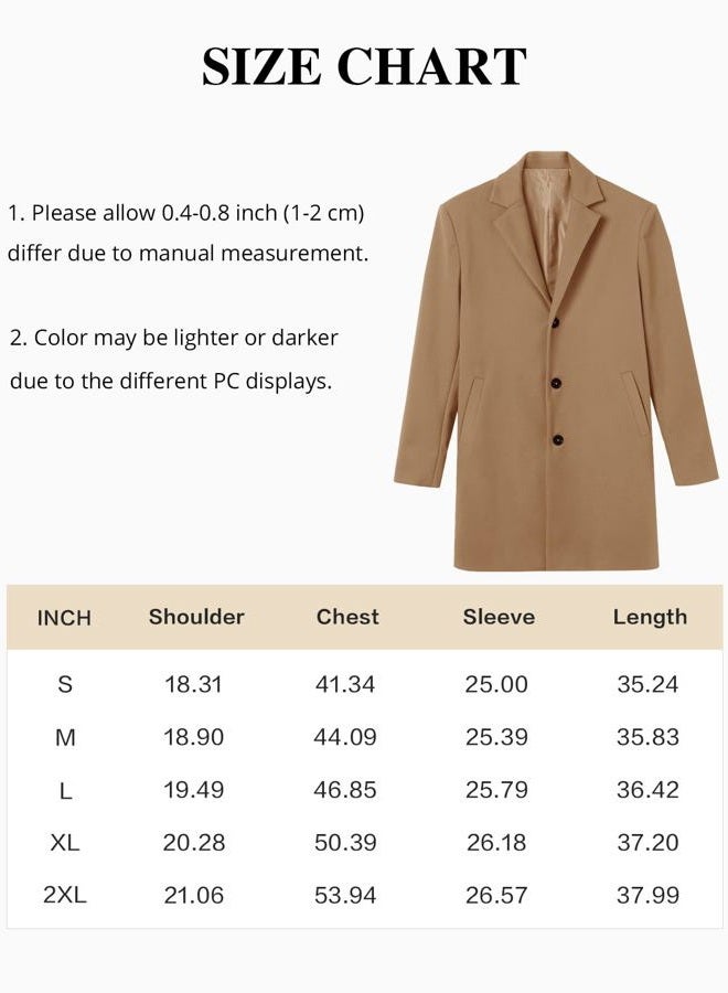 Gafeng Men's Trench Coat Slim Fit Notch Lapel Single Breasted Top Coat Winter Warm Cotton Business Long Jacket Overcoat, Armygreen, XL - Image 5