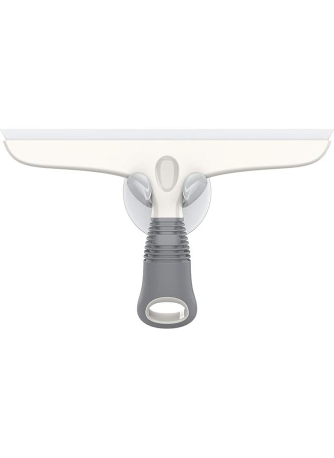 LENND - Multi-Purpose Silicon Squeegee for Window, Glass, Shower Door, Car Windshield, Heavy Duty Window Scrubber, Includes Suction Hook, 10 inch, White & Gray, 1 Pack - Image 1