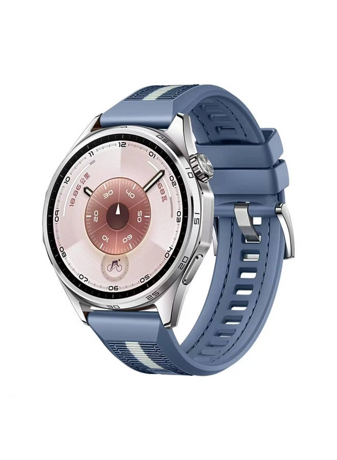 22mm Braid Nylon Silicone Strap For Huawei Watch GT6 46mm | GT6 Pro| GT5 46mm | Pro | GT4 46mm | GT2 Pro | GT2 GT3 46mm | Watch 4 | Watch 3/3 Pro | GT3 | GT3 Pro (Dark Blue) - Image 1