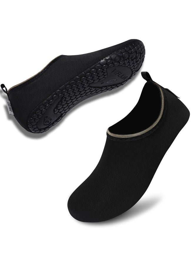 VIFUUR Water Sports Shoes Barefoot Quick-Dry Aqua Yoga Socks Slip-on for Men Women, Soidblack, 11-12 Women/9.5-10.5 Men - Image 5