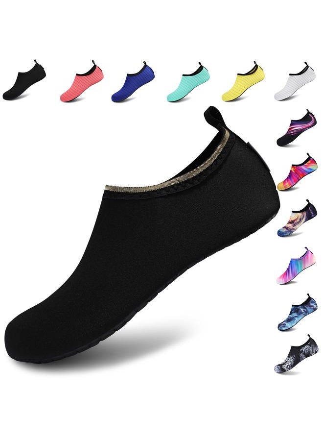 VIFUUR Water Sports Shoes Barefoot Quick-Dry Aqua Yoga Socks Slip-on for Men Women, Soidblack, 11-12 Women/9.5-10.5 Men - Image 1