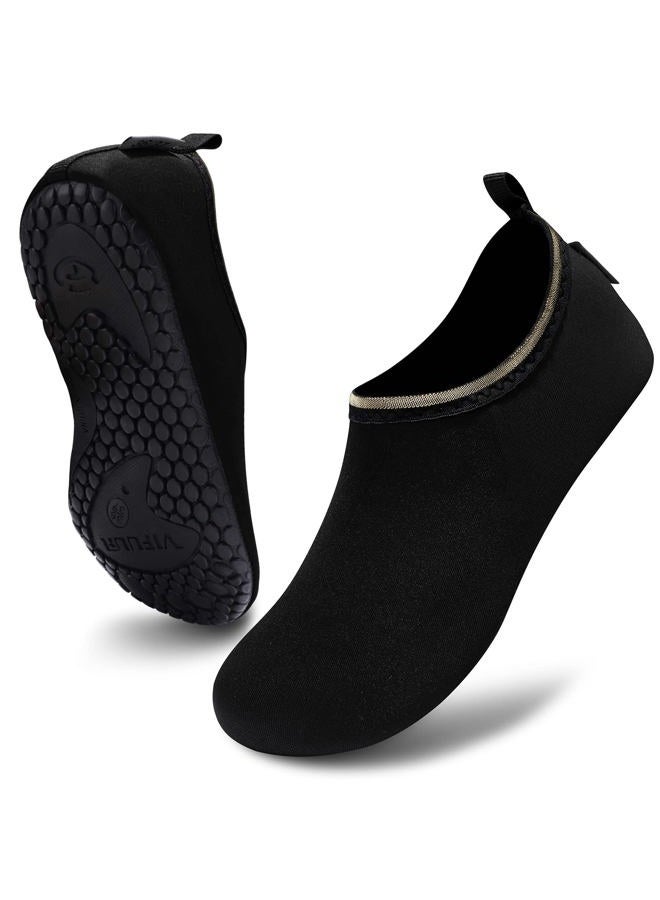 VIFUUR Water Sports Shoes Barefoot Quick-Dry Aqua Yoga Socks Slip-on for Men Women, Soidblack, 11-12 Women/9.5-10.5 Men - Image 3