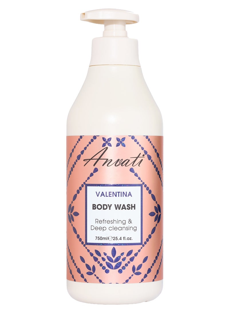 Anvati Refreshing & Deep Cleansing Shower Gel with Vitamin E & B5- Valentina Body Wash for All Skin Types - 750ml - Image 1