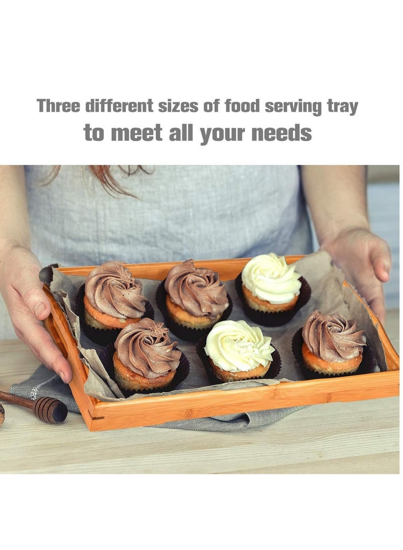 ECVV 3 Pack Serving Tray,Large Bamboo Serving Tray With Handles Wood Serving Tray Set - Image 4