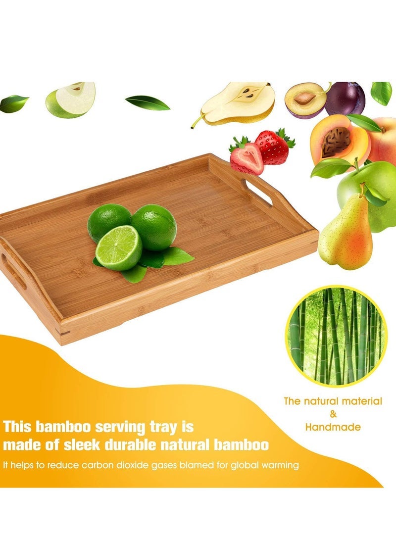 ECVV 3 Pack Serving Tray,Large Bamboo Serving Tray With Handles Wood Serving Tray Set - Image 5