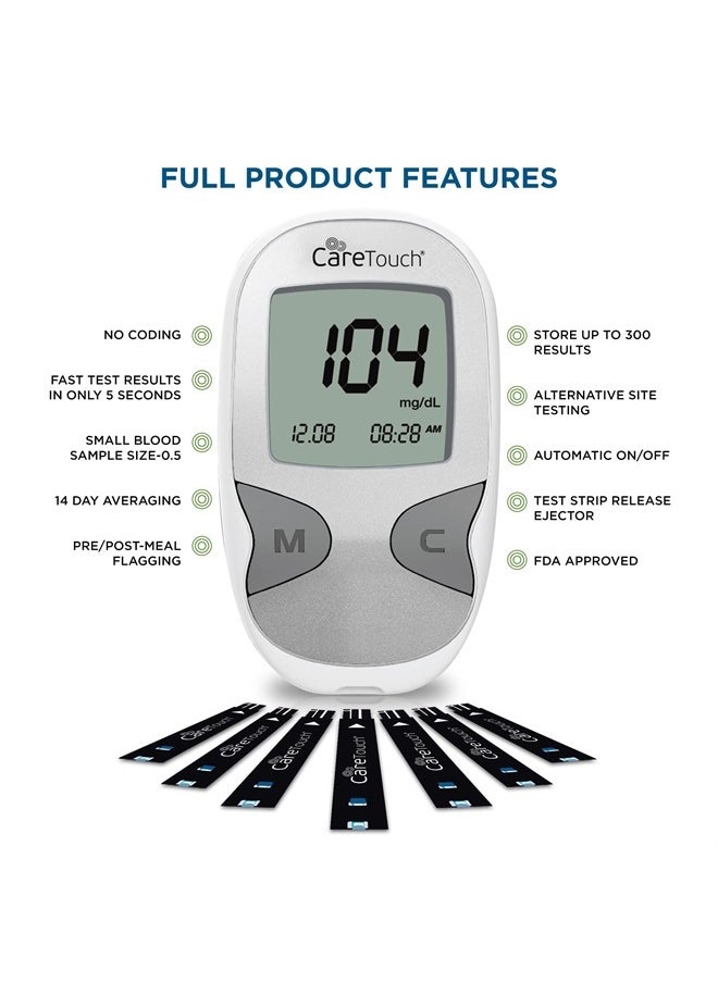 Care Touch - Blood Glucose Meter Kit - Diabetes Testing Kit with Glucometer, Test Strips, Lancing Device, Lancets & Travel Case - Image 1