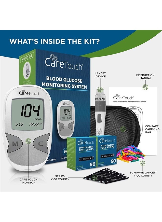 Care Touch - Blood Glucose Meter Kit - Diabetes Testing Kit with Glucometer, Test Strips, Lancing Device, Lancets & Travel Case - Image 1