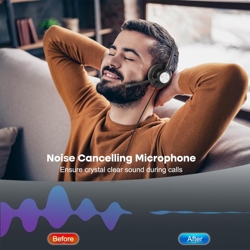 MKJ Cisco Phone Headset Corded RJ9 Telephone Headset with Noise Cancelling Microphone for Cisco CP-7821 7841 7942G 7931G 7940 7941G 7945G 7960 7961G 7962G 7965G 7975G 8811 8841 8861 9951 9971 - Image 5