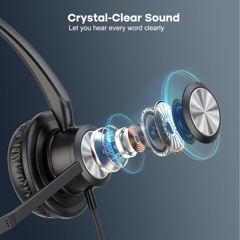 MKJ Cisco Phone Headset Corded RJ9 Telephone Headset with Noise Cancelling Microphone for Cisco CP-7821 7841 7942G 7931G 7940 7941G 7945G 7960 7961G 7962G 7965G 7975G 8811 8841 8861 9951 9971 - Image 4