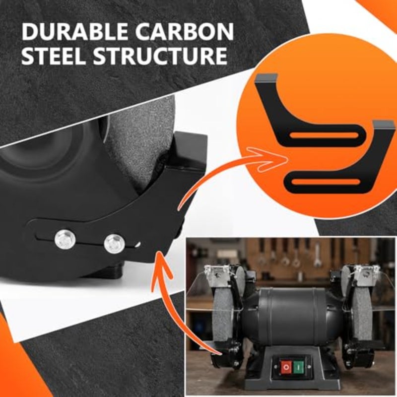2 Pcs Bench Grinder Tool Rest 9.84 Inch Carbon Steel Replacement Bracket with Screws for Most 6in/8in 150/200 Type Bench Grinder Polisher Stable Support Tool Rest Accessories, Black - Image 4