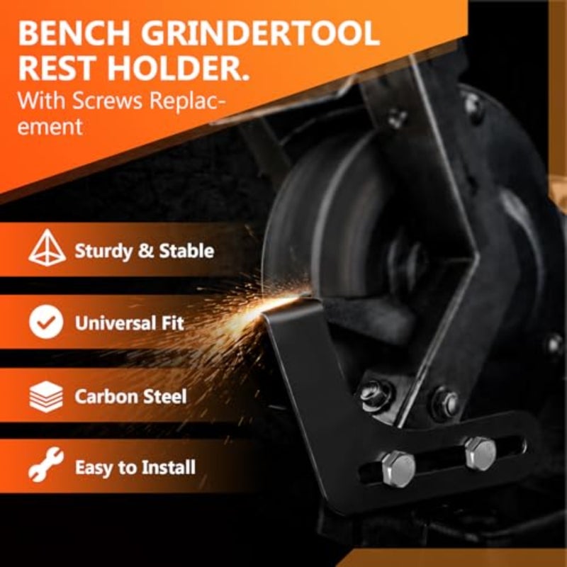 2 Pcs Bench Grinder Tool Rest 9.84 Inch Carbon Steel Replacement Bracket with Screws for Most 6in/8in 150/200 Type Bench Grinder Polisher Stable Support Tool Rest Accessories, Black - Image 5