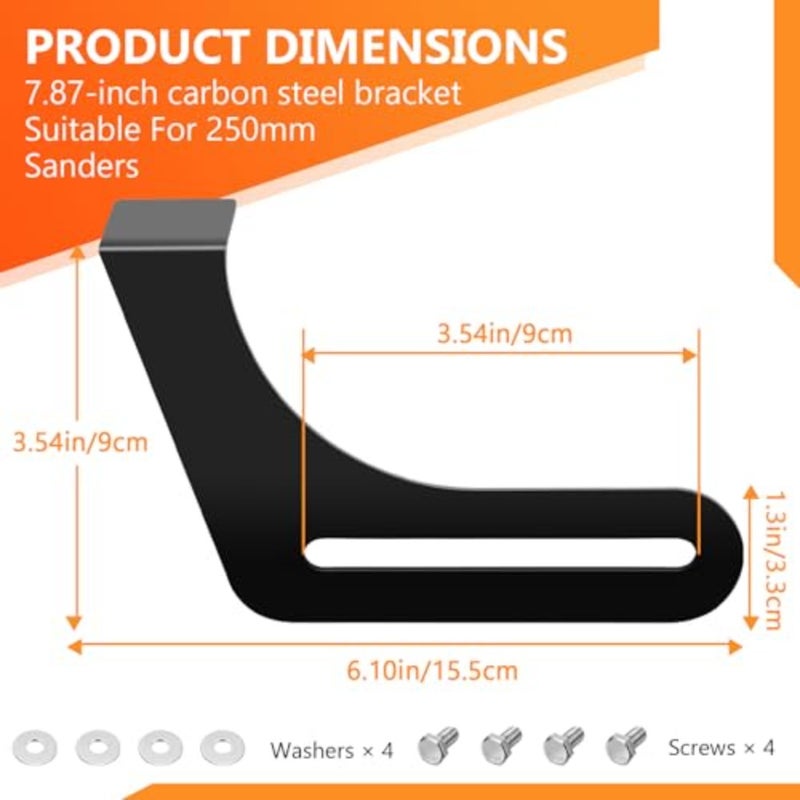 2 Pcs Bench Grinder Tool Rest 9.84 Inch Carbon Steel Replacement Bracket with Screws for Most 6in/8in 150/200 Type Bench Grinder Polisher Stable Support Tool Rest Accessories, Black - Image 2