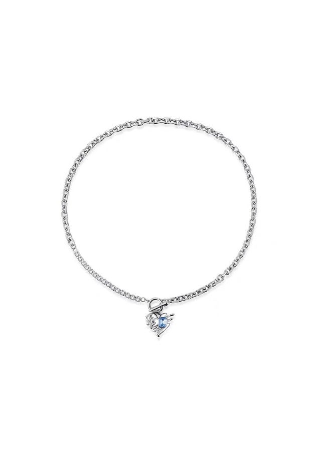 Goolsky Glacier Blue Heart Necklace for Women – Trendy Summer Cubic Zirconia Layered Choker, Heart Design Cubic Zirconia Adjustable Chain, Beach Vacation Summer Daily Wear Gift - Image 4