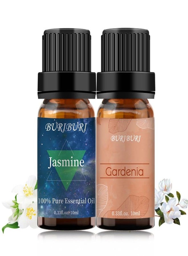 BURIBURI Jasmine Oil and Gardenia Essential Oils Gift Set, 100% Pure, Undiluted, Natural, Organic Aromatherapy Jasmine Essential Oils for Diffuser, Massage, 10MLx2 - Image 1