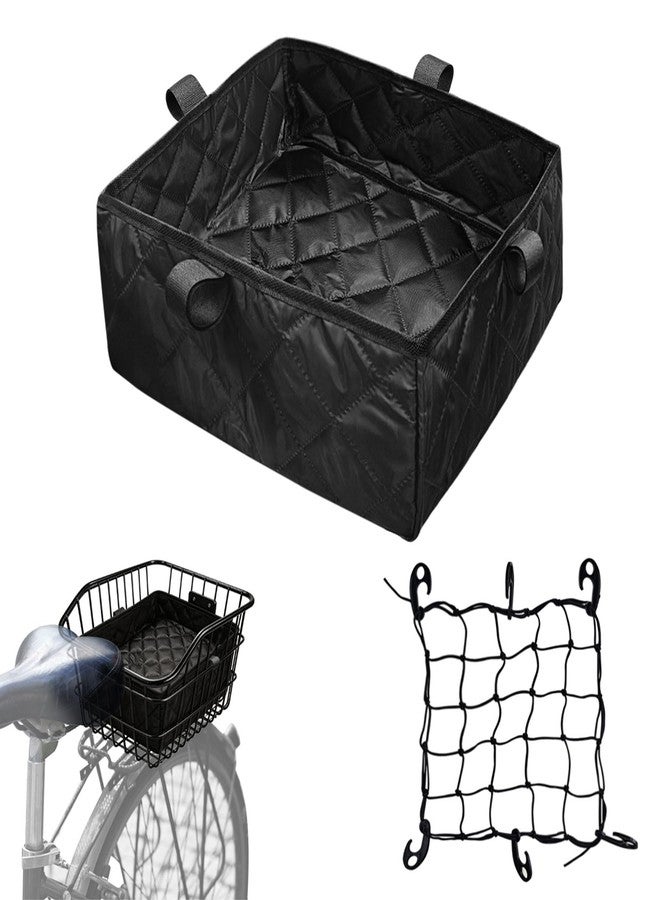 Avoirdus Bike Basket Liner with Adjustable Cargo Net, Thickened Reusable Bicycle Basket Insert for Rear Rack & E-Bike Baskets, Fits Most Wire Bike Baskets (Basket Not Included) - Image 1