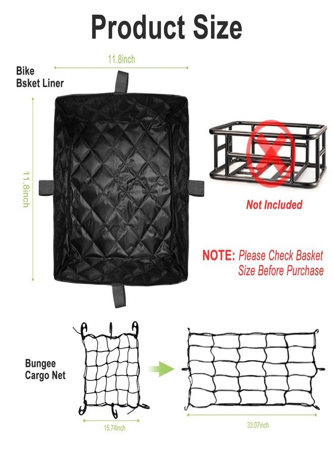 Avoirdus Bike Basket Liner with Adjustable Cargo Net, Thickened Reusable Bicycle Basket Insert for Rear Rack & E-Bike Baskets, Fits Most Wire Bike Baskets (Basket Not Included) - Image 2