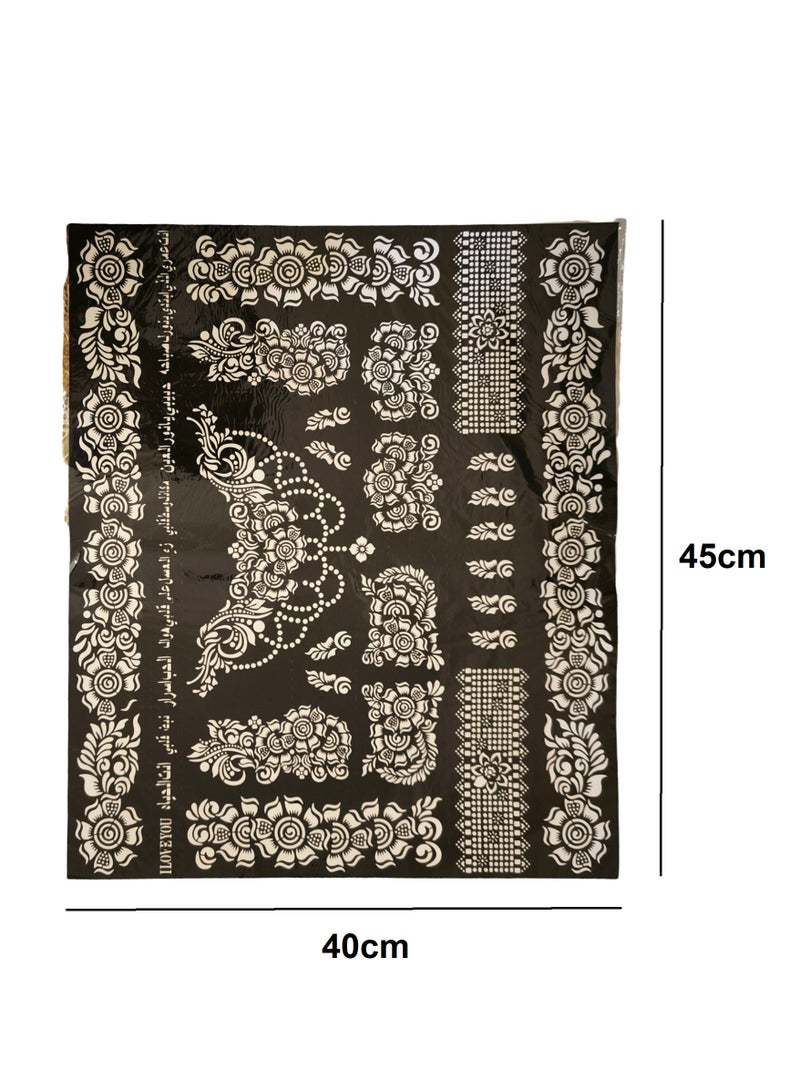Generic 4 Pieces of Henna Designs Large Size Mould Stickers with Necklace Design and for Handss or Feet - Image 2