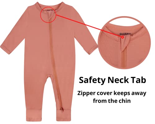 GUISBY Rayon Baby Pajamas Soft 2 piece Long Sleeve with Double Zipper Sleepers OrangePink Newborn - Image 3